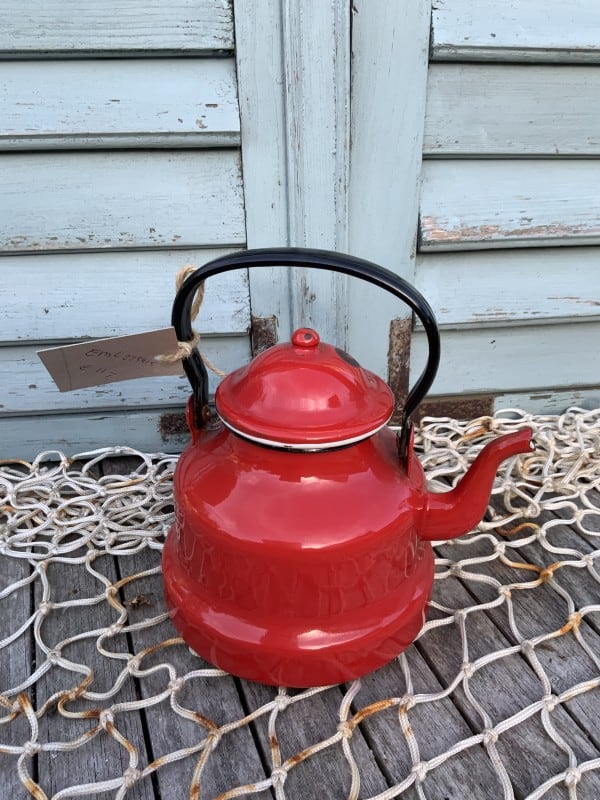 Brocante Emaille theepot