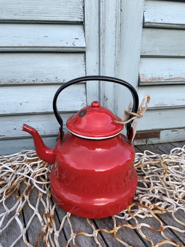 Brocante Emaille theepot - Afbeelding 2