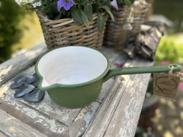 Groen / Wit Emaille pannetje