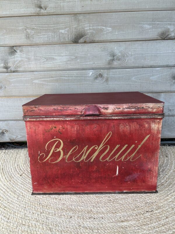 Origineel oude brocante zinken beschuitkist