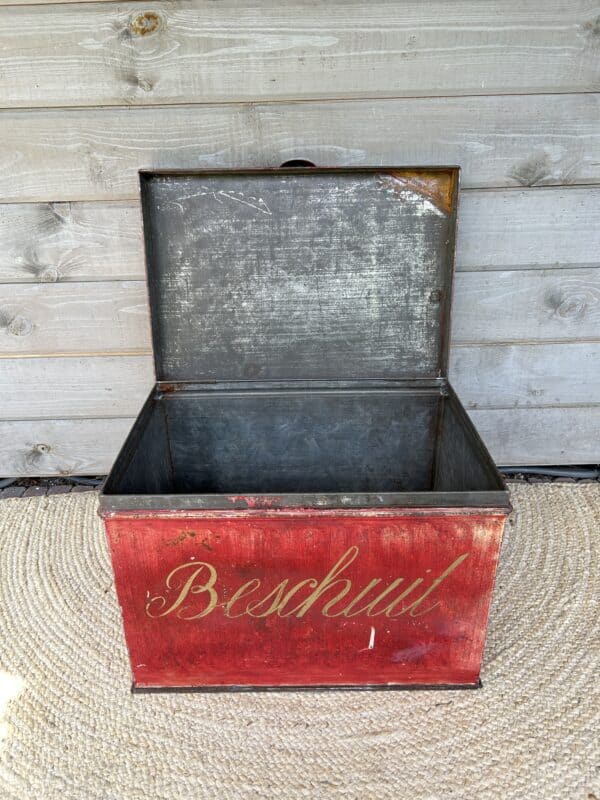 Origineel oude brocante zinken beschuitkist - Afbeelding 3