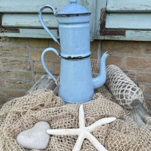 Franse Emaille koffiekan in prachtige kleur blauw