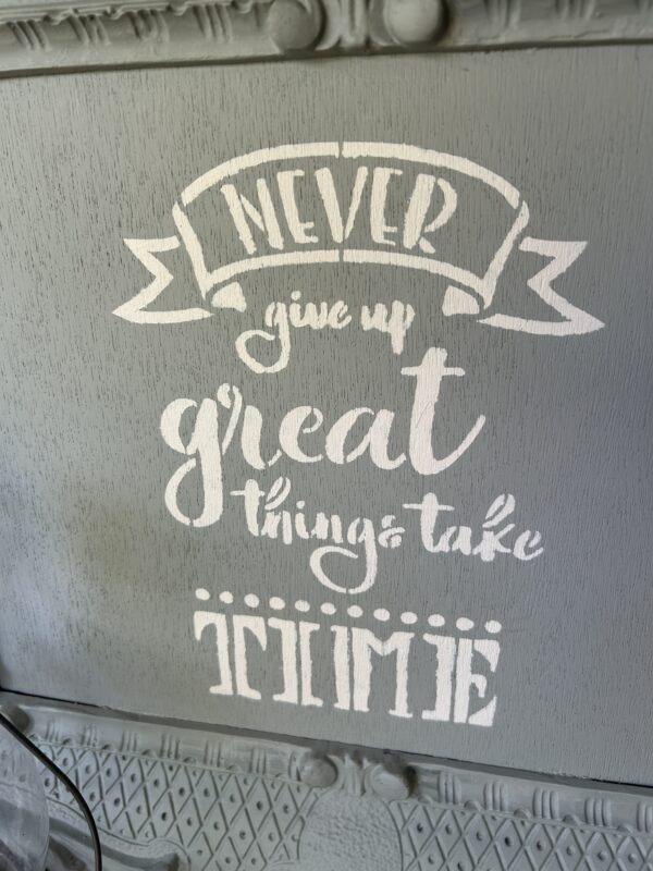 Bord met tekst Never give up ........ - Afbeelding 5