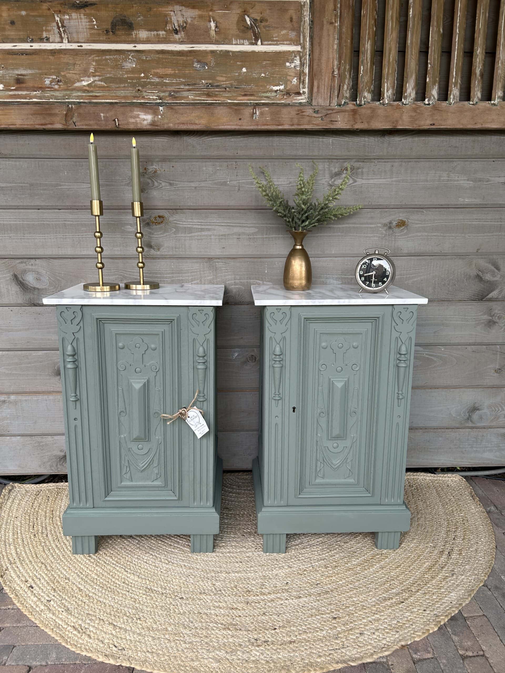 Sfeervolle set nachtkastjes met marmerenblad - Afbeelding 2