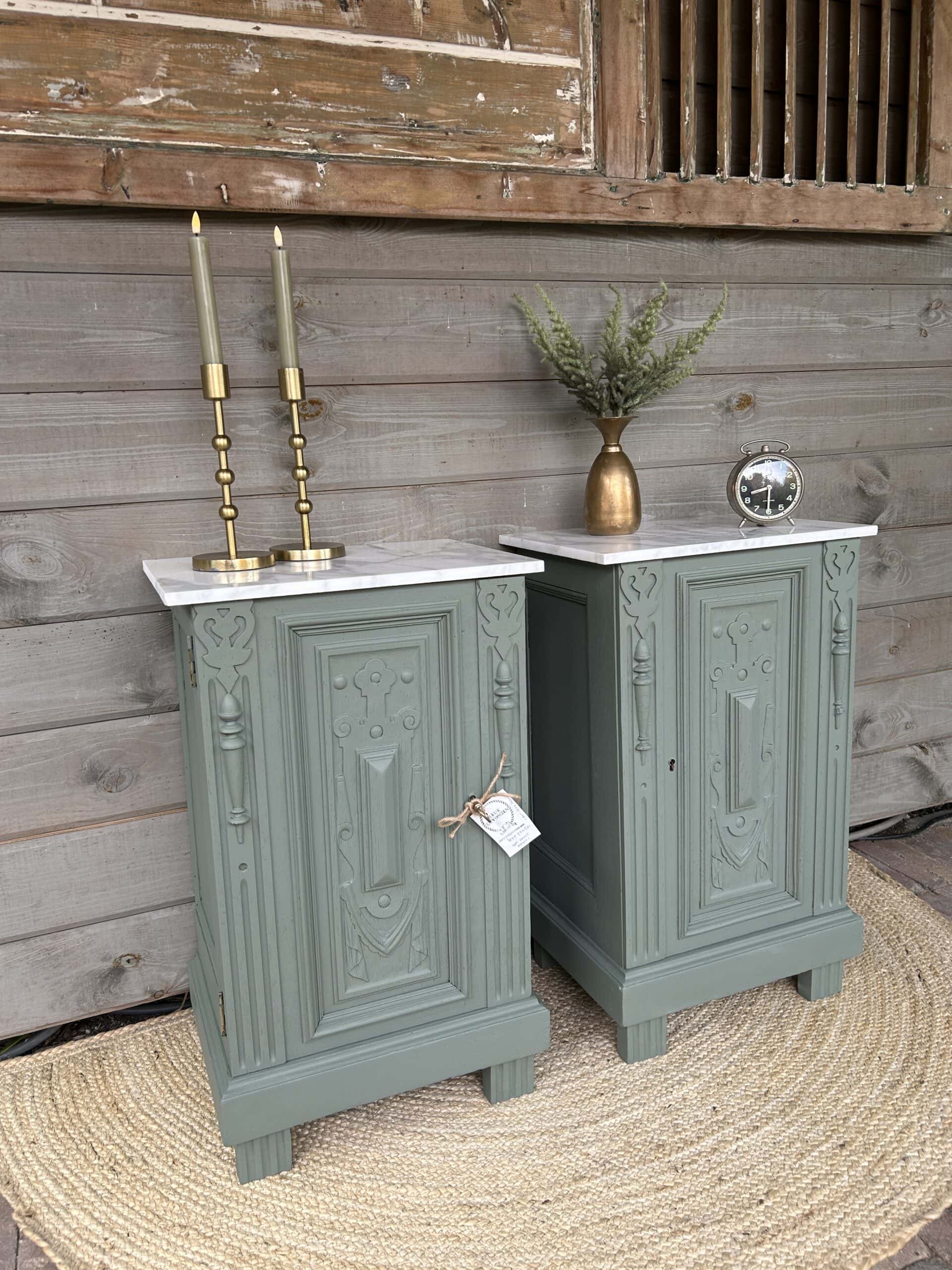 Sfeervolle set nachtkastjes met marmerenblad - Afbeelding 8