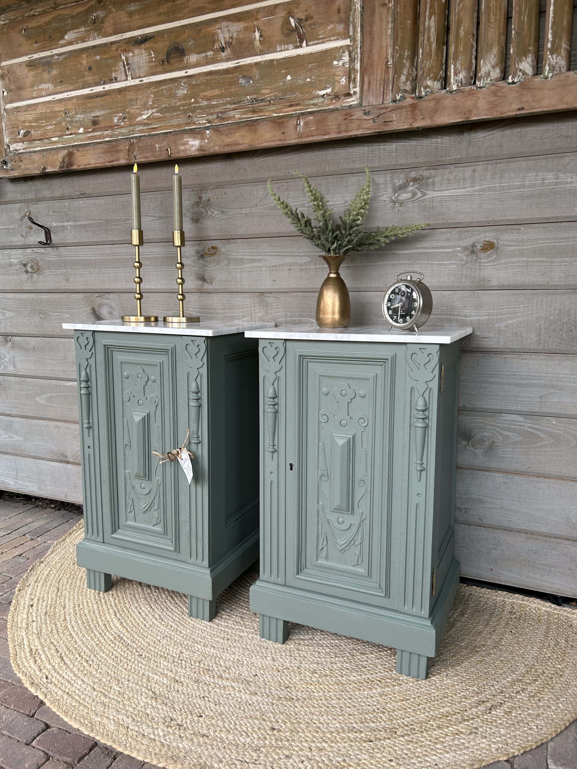 Sfeervolle set nachtkastjes met marmerenblad - Afbeelding 3