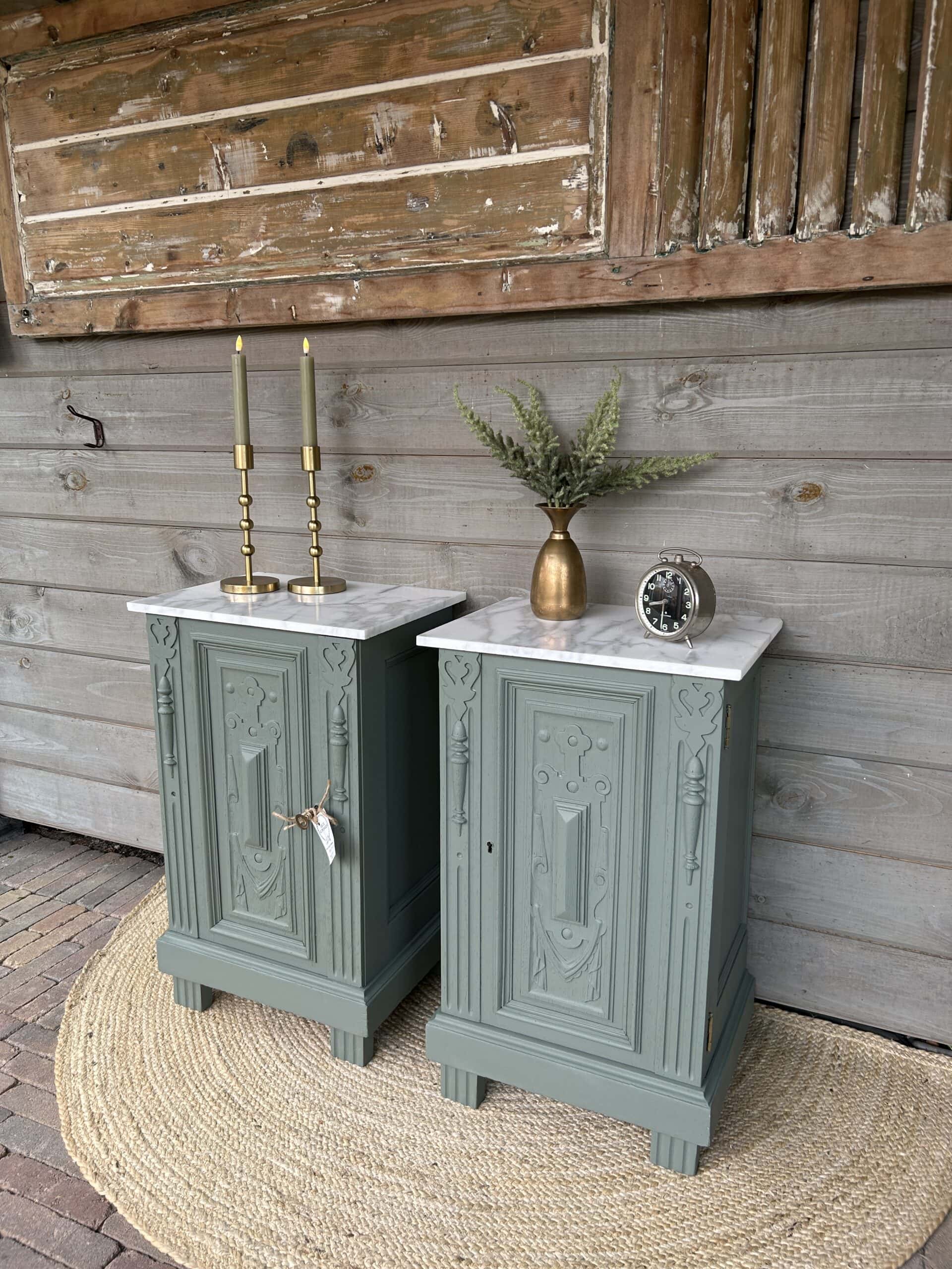 Sfeervolle set nachtkastjes met marmerenblad - Afbeelding 5