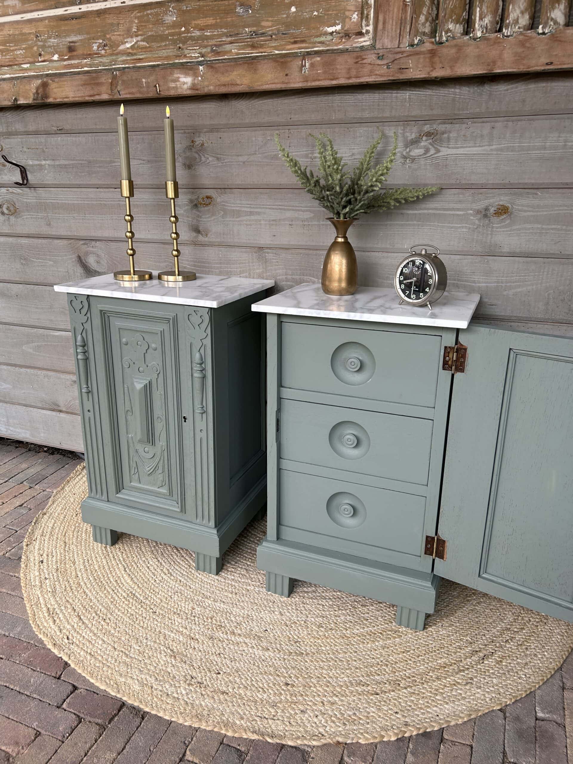 Sfeervolle set nachtkastjes met marmerenblad - Afbeelding 6