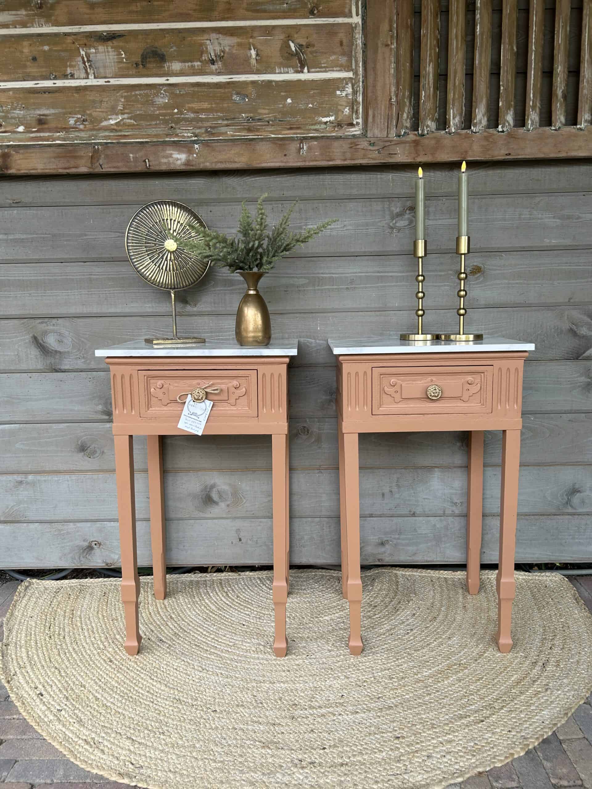 Set nachtkastjes Chestnut mare met marmerenblad - Afbeelding 7